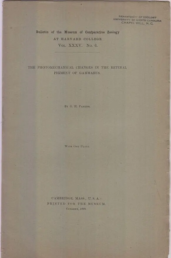 The Photomechanical Changes In The Retinal Pigment Of Gammarus  By Parker, G.H. 1