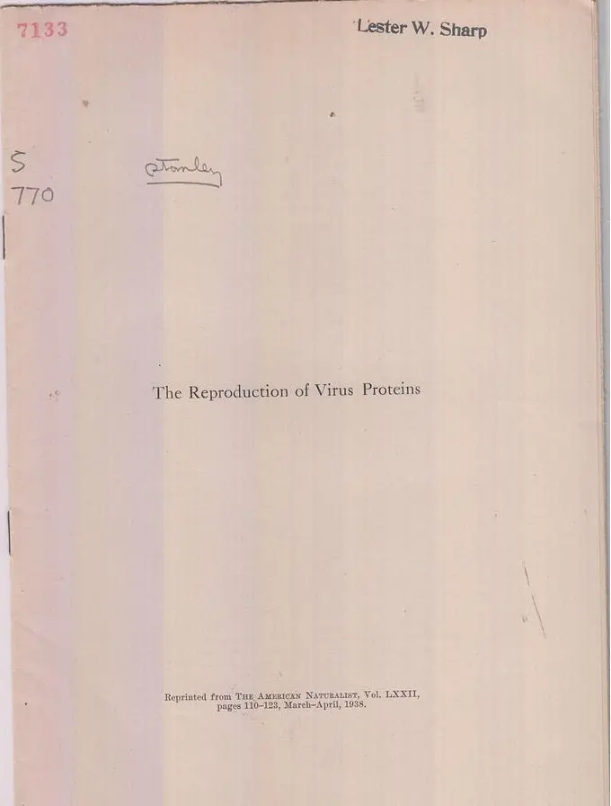 The Reproduction Of Virus Proteins  By Stanley, W.M. 1