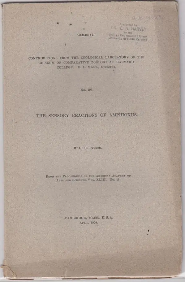 The Sensory Reactions Of Amphioxus 1