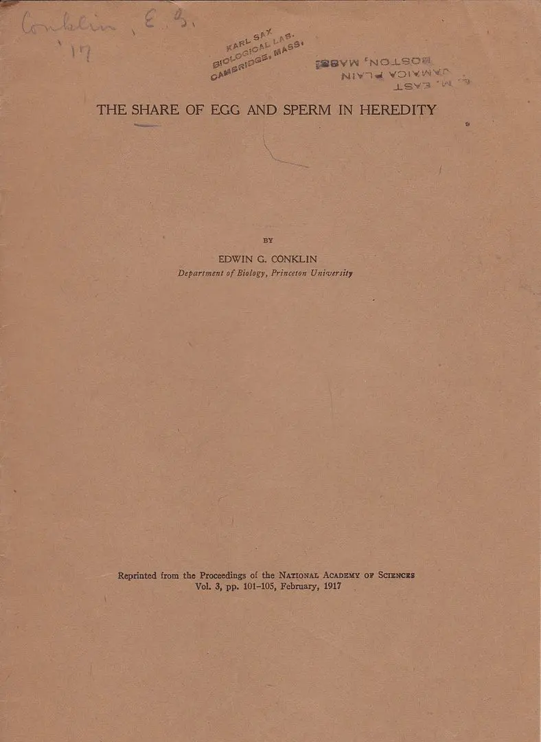 The Share Of Egg And Sperm In Heredity 1