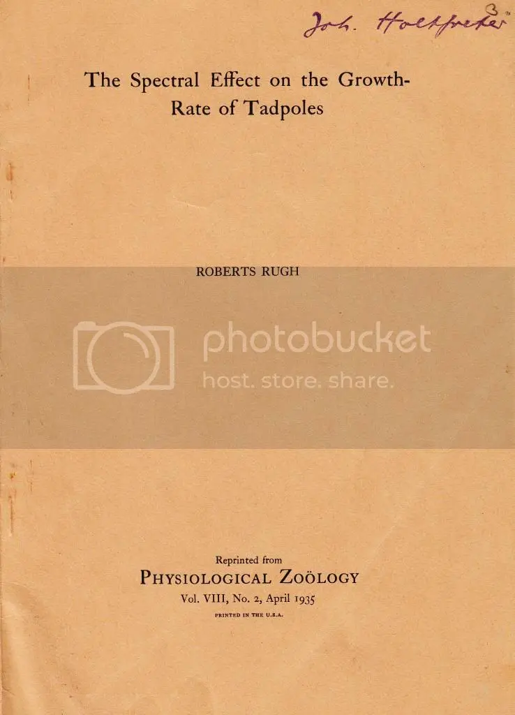 The Spectral Effect On The Growth-Rate Of Tadpoles  By Rugh, Roberts 1