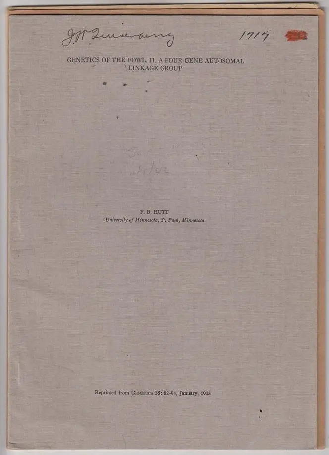 Three Offprints By F.B. Hutt 1