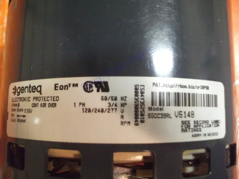 Trane Mot15031 Motor 120/240/277V 1Ph 3/4Hp 5Sdc39rlv5148 277 Genteq 2
