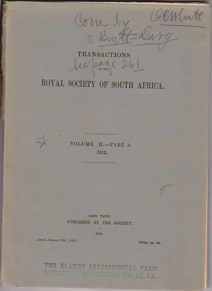 Transactions Of The Royal Society Of South Africa 1