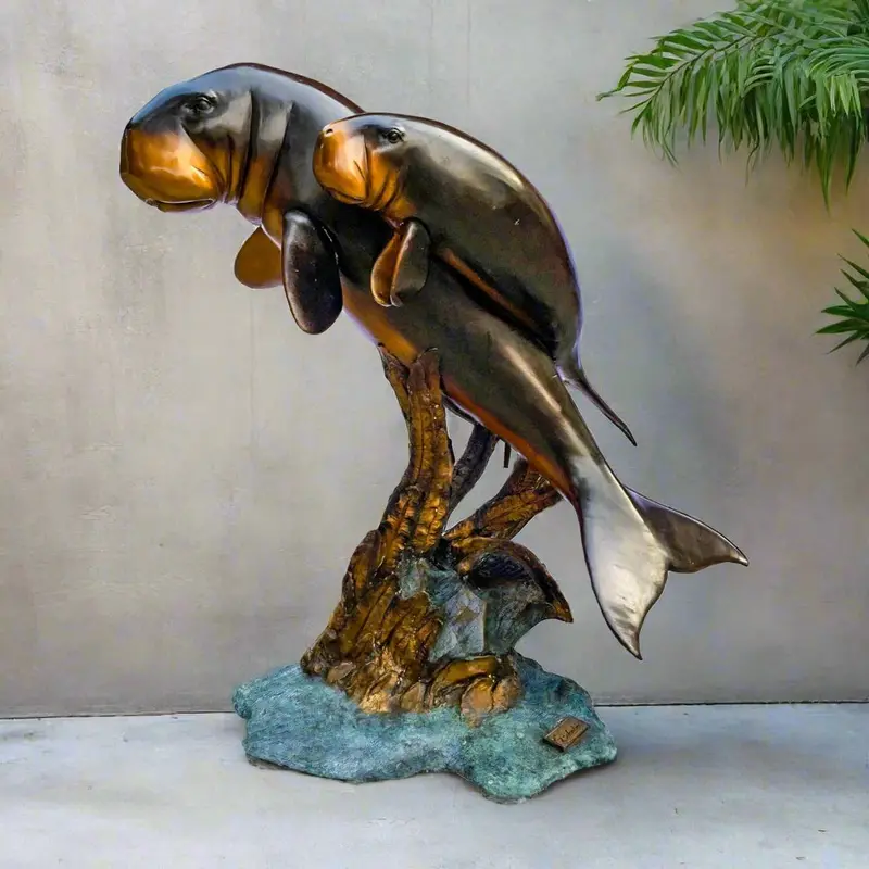 Two Swimming Manatees Statue 1