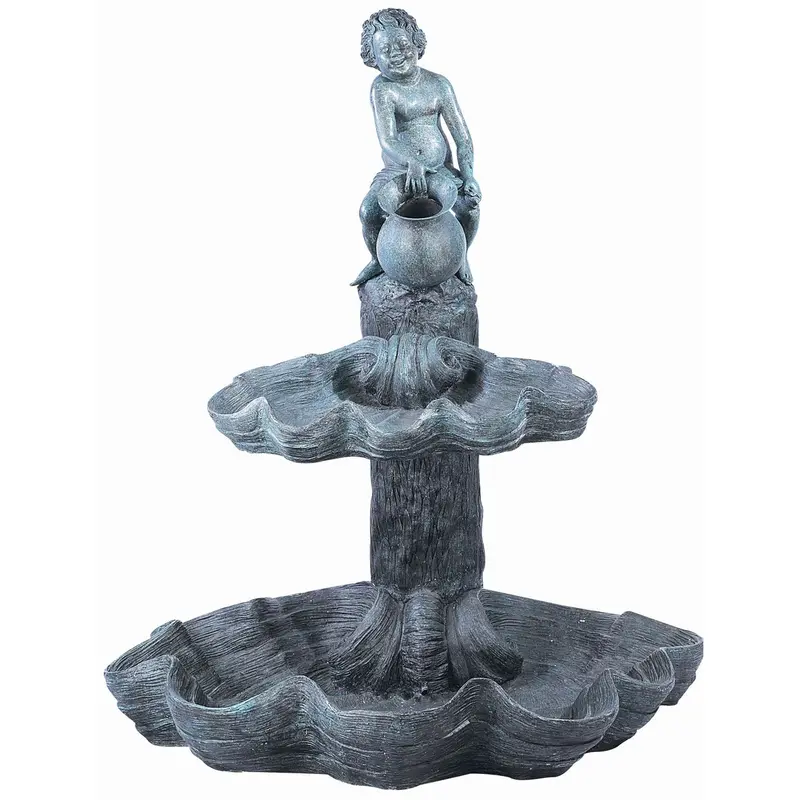Two-Tier Cherub Bronze Fountain 1