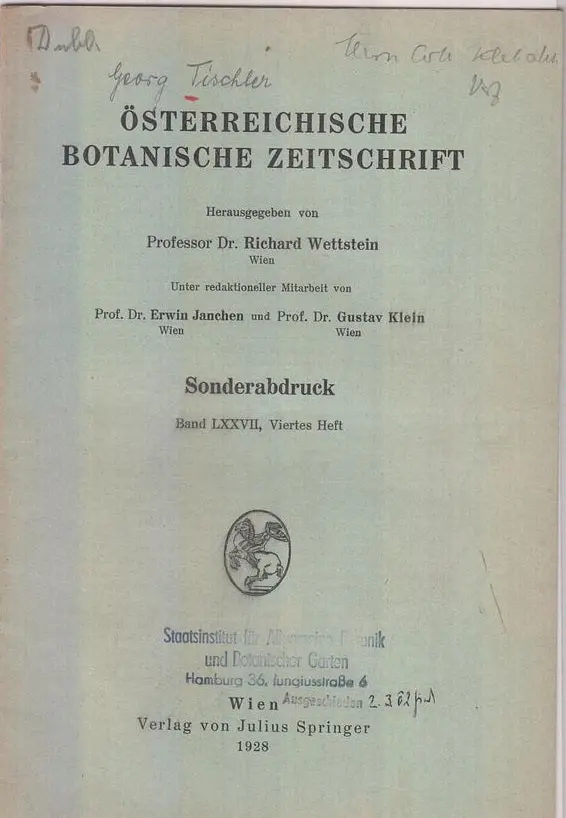 Uber Die Cytologischen Phanomene Bei Der Gonensterilitat Der Angiospermen  By Tsichler, Georg 1