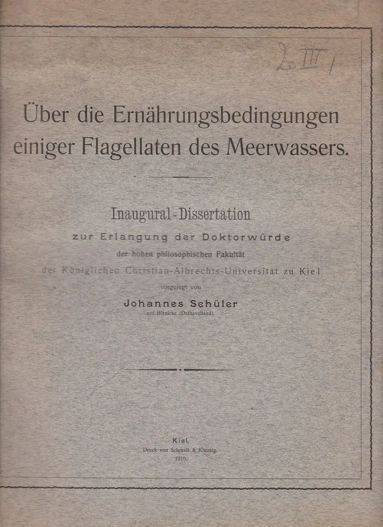 Uber Die Ernahrungsbedingungen Einiger Flagellaten Des Meerwassers 1