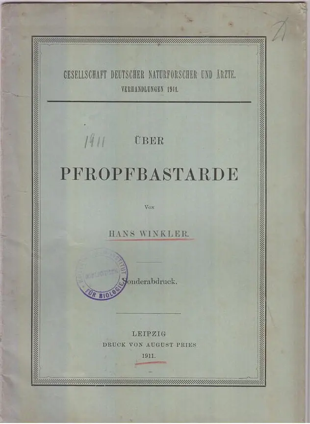 Uber Pfropfbastarde  By Winkler, Hans 1