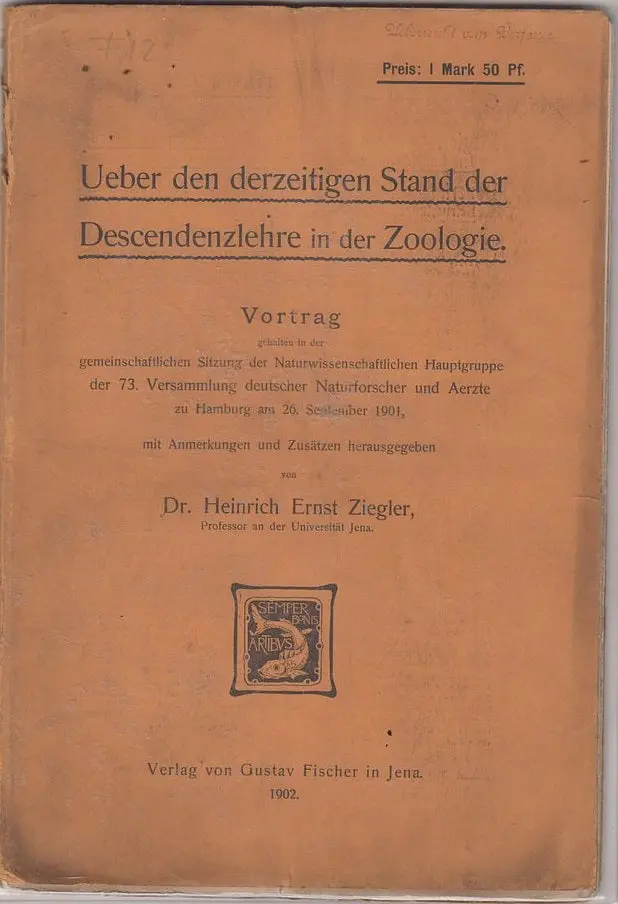 Ueber Den Derzeitigen Stand Der Descendenzlehre In Der Zoologie 1