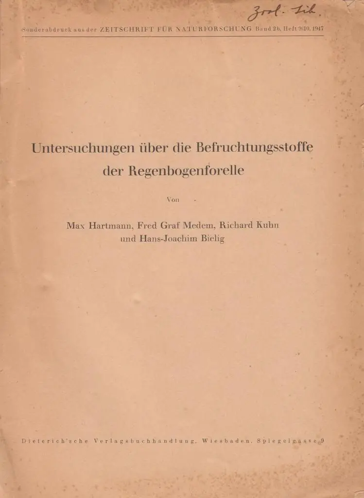 Untersuchungen Uber Die Befruchtungsstoffe Der Regenbogenforelle 1