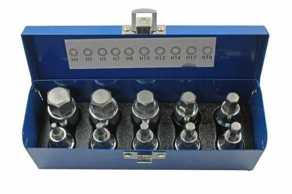 Us Pro 1/2" Dr 10Pc Hex Allen Bit Sockets, Socket Key Set H4 - H19 1695 1