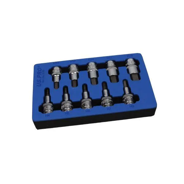 Us Pro 10Pc 1/2" Dr Metric Hex Bit Sockets In Eva Tray 4 - 19Mm 2153 1