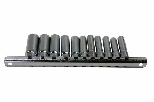 Us Pro 11Pc 1/4" Dr 4 -13Mm Deep Sockets Single Hex 6 Point On Rail 3240 1