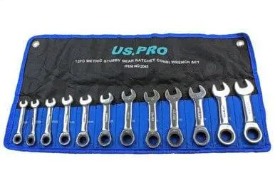 Us Pro 12 Piece Metric Stubby Gear Ratchet Combination Spanner Set 8 - 19Mm 2045 1
