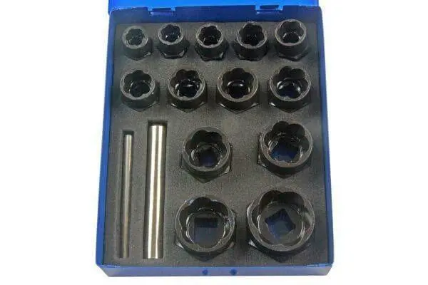 Us Pro 15 Piece Bolt Nut Extractor Twist Set  3/8'' & 1/2'' Drive 2606 1