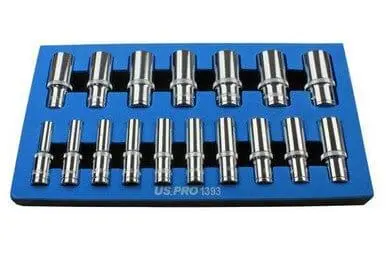 Us Pro 17Pc 3/8 Dr Deep Sockets 12 Point 8 - 24Mm 1393 1