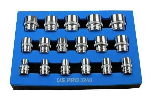 Us Pro 17Pc 3/8 Dr Shallow Sockets 12 Point 8 - 24Mm 3248 1