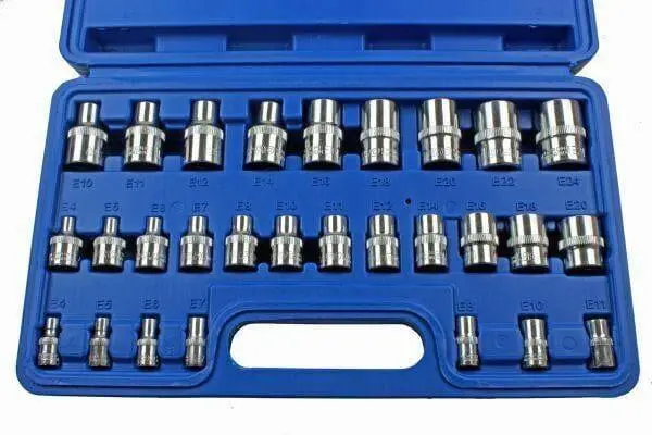 Us Pro 28Pc 1/4" 3/8" 1/2" E-Torx Star Socket Set E4 - E24 3254 1