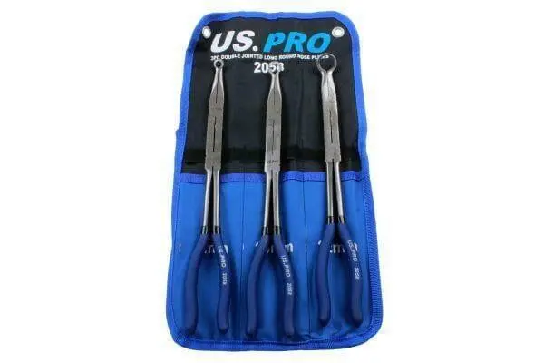 Us Pro 3 Piece Double Jointed Long Round Nose Pliers 8Mm - 22Mm 2058 1
