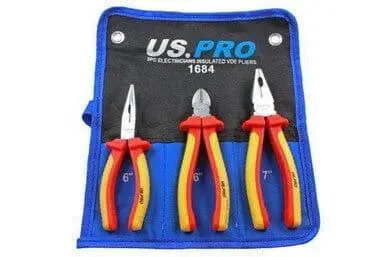 Us Pro 3 Piece Electricians Insulated Vde Pliers & Cutter Set 1684 1