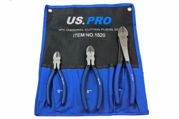 Us Pro 3Pc Diagonal Side Cutting Plier Set 6", 8", 10" 1820 1
