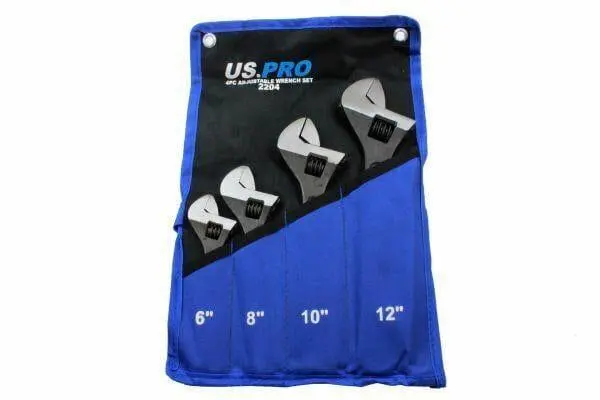Us Pro 4Pc Adjustable Wrench / Shifting Spanner Set 6" 8" 10" 12" - 2204 2