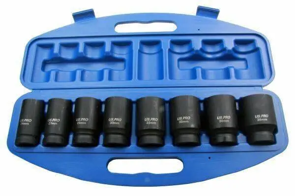Us Pro 8Pc 3/4" Drive Deep Impact Sockets 24, 27, 29, 30, 32, 35, 36, 38Mm 1386 1
