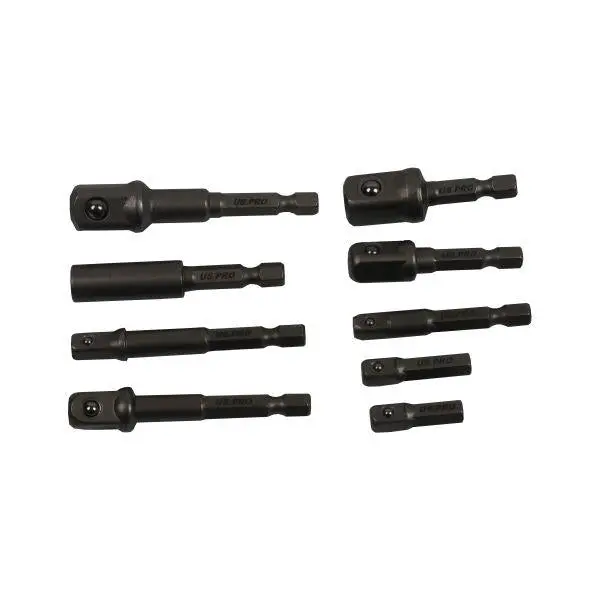 Us Pro 9Pc Impact Driver Socket Adaptor Set 1/4" 3/8" 1/2" - 1/4" Hex Dr 7199 1