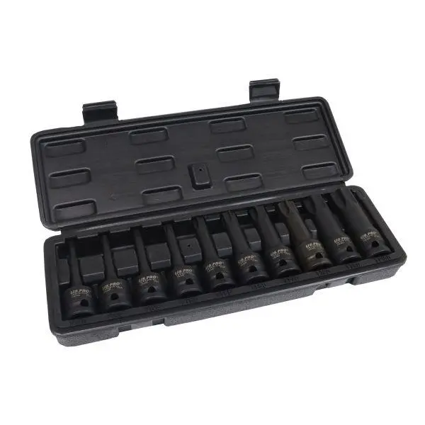 Us Pro Industrial 10Pc 1/2" Dr Impact Tamper Star Torx Bit Socket Set T30 - T100 7528 1