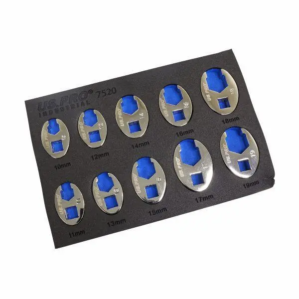Us Pro Industrial 10Pc 3/8" Dr. Metric Crowfoot Wrench Set In Eva Tray 10 - 19Mm 7520 1