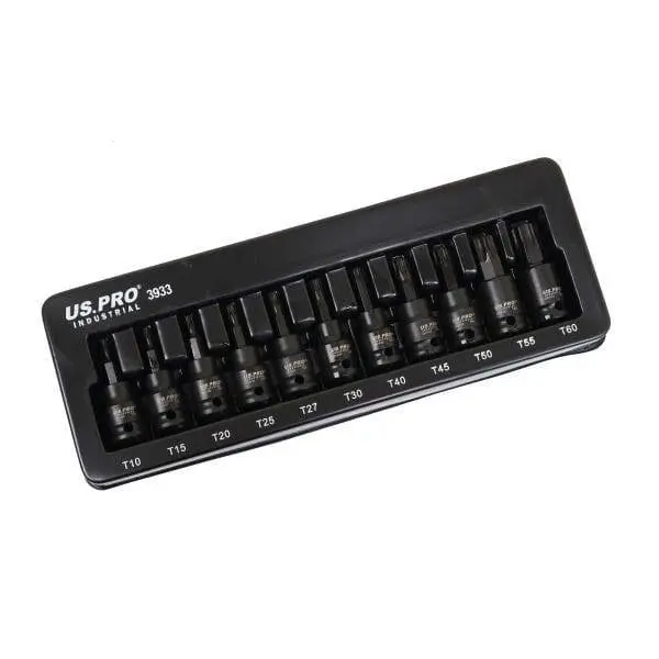Us Pro Industrial 11Pc 3/8" Dr Impact Torx Star Bit Sockets Set T10 - T60 3933 1