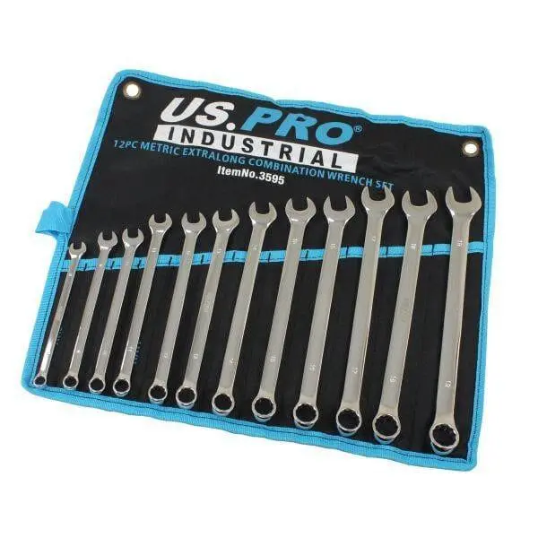 Us Pro Industrial 12Pc Metric Extra Long Combination Spanners Wrench Set 8 - 19Mm 3595 1