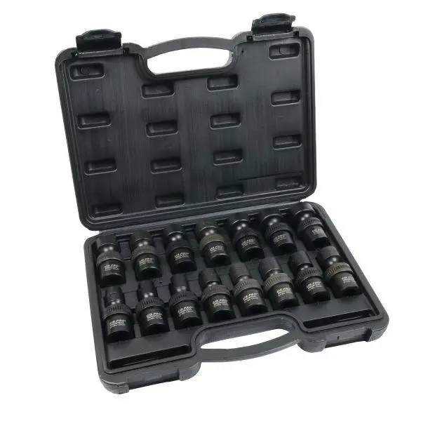 Us Pro Industrial 15Pc 1/2" Dr Swivel Impact Shallow Sockets 10 - 24Mm 7565 1
