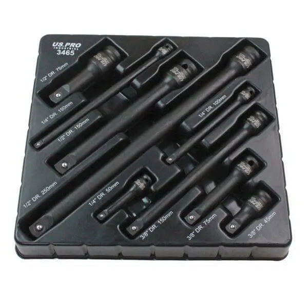 Us Pro Industrial 9Pc Impact Extension Bar Set 1/4", 3/8", 1/2" Drive 3465 1