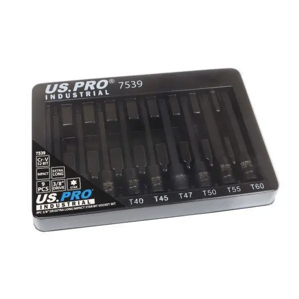 Us Pro Industrial Tools 9Pc 3/8" Dr Extra Long Impact Star Torx Bit Socket Set T25 - T60 7539 1