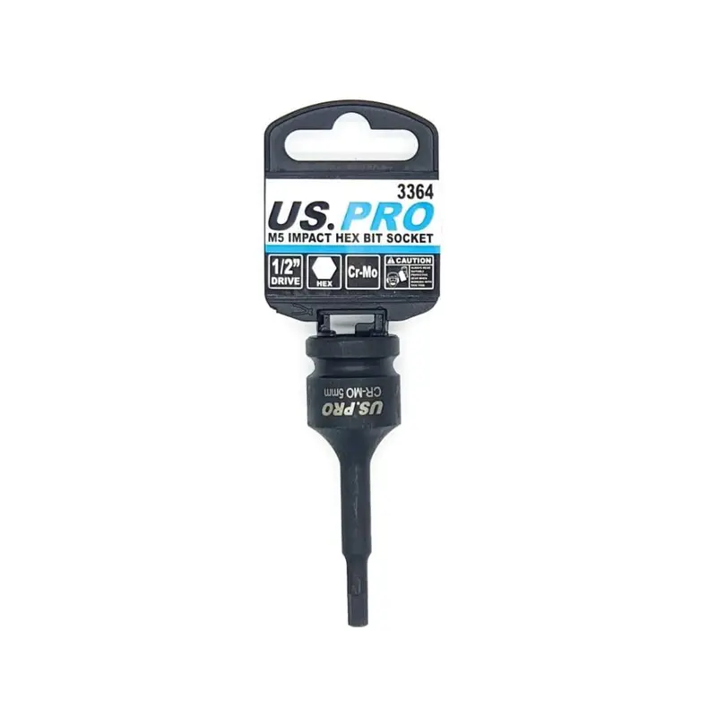 Us Pro Tools 1/2" Dr Impact Hex Bit Socket M5 X 78Mm 3364 1