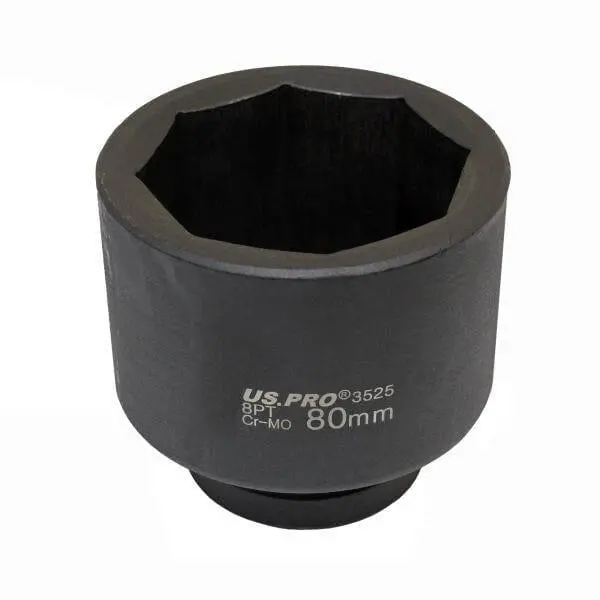 Us Pro Tools 1" Dr 80Mm Impact Hub Nut Socket 8 Point 100Mm Long Scania Hgv 3525 1