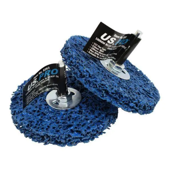 Us Pro Tools 100Mm Blue Clean & Strip Discs 6Mm Shank - Pack Of 10 8263 1
