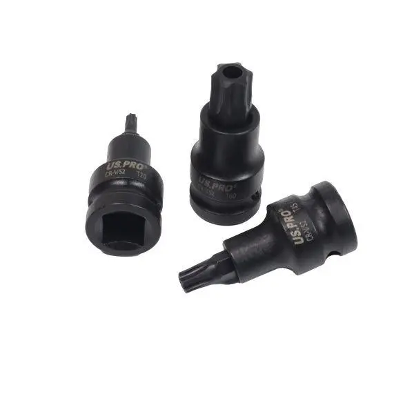 Us Pro Tools 10Pc 1/2" Dr Impact Tamper Star Torx Bit Socket Set T20 - T70 7532 2