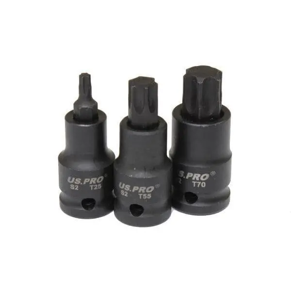 Us Pro Tools 10Pc 1/2" Dr Torx Impact Star Bit Socket Set T20 - T70 3592 2