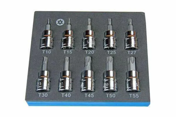 Us Pro Tools 10Pc 3/8 Dr 48Mm Long Tamper Proof Torx Bit Socket Set T10 - T55 2099 1