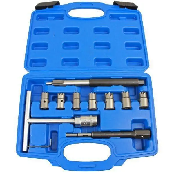 Us Pro Tools 10Pc Diesel Injector Seat Cutter Tool Cleaner Set Universal Re-Face Score Kit 5598 1