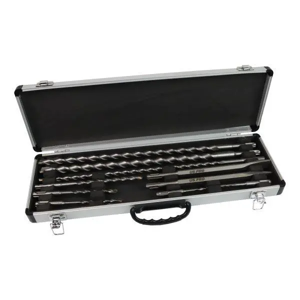 Us Pro Tools 10Pc Sds Plus Shank Plus Bit & Chisel Set - In Aluminium Case 7211 1
