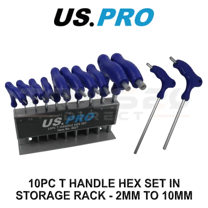 Us Pro Tools 10Pc T Handle Hex Key Set 2-10Mm With Storage Rack 4627 1