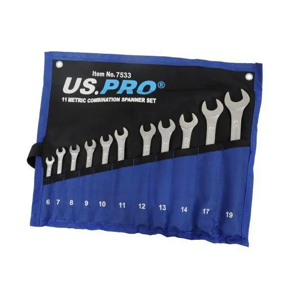 Us Pro Tools 11Pc Metric Combination Spanner Wrench Set 6-14, 17, 19Mm 7533 1