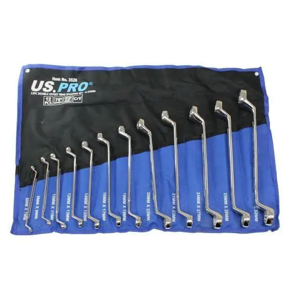 Us Pro Tools 12 Piece Double Offset Ring Spanner Set 6 - 32Mm 75Deg 3526 1