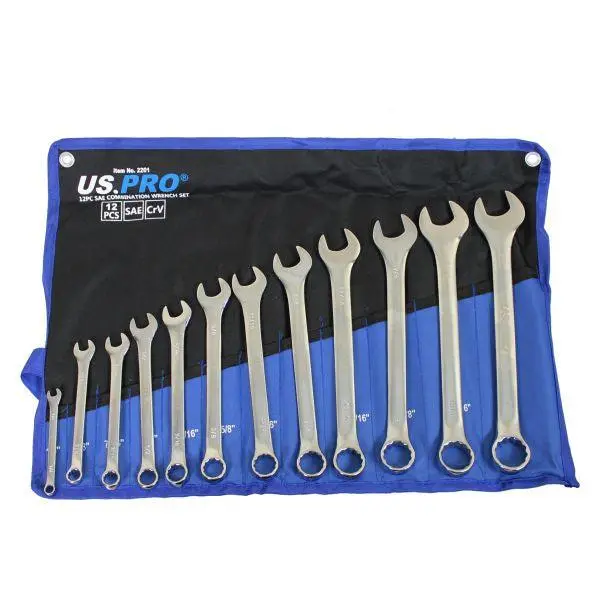 Us Pro Tools 12Pc Sae / Af Imperial Combination Spanner Wrench Set 1/4 - 1" 2201 1