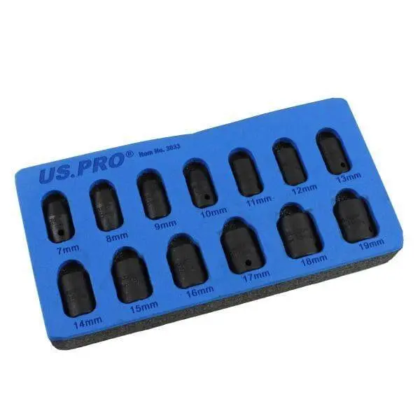 Us Pro Tools 13Pc 3/8" Drive Shallow Impact Socket Set 7Mm-19Mm 6 Point 3833 1