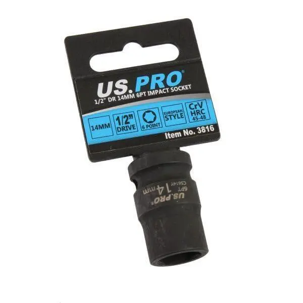 Us Pro Tools 14Mm Impact Socket 1/2" Drive 6 Point Single Hex 3816 2